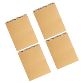 Operitacx 4pcs Sketching Paper Drawing Notebook Wire Bound Book Pad Brown Paper Sketchbook Drawing Accessories Cowhide Cover Book Cash Storage Wimmelbooks for Painting Paper Pad