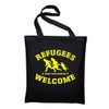 Refugees Welcome Jute Bag Bag Bag Cotton Bag, BLACK (Black)