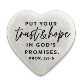Lighthouse Christian Products Trust and Hope Inspirational Verse Cast Stone Engraved Heart