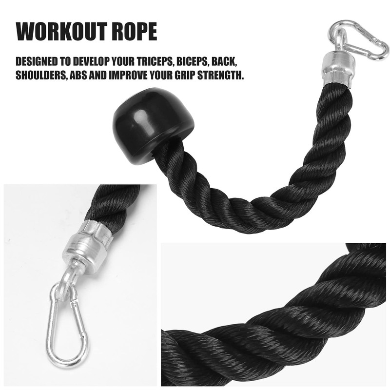 Oidnvay Heavy Duty Tricep Pull Down Single Rope with Snap