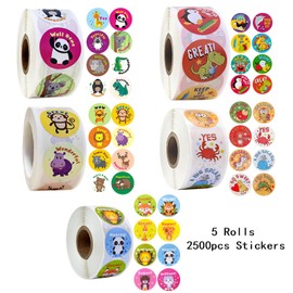 Teacher Motivational Stickers - 2500 Pcs Animal Cartoon Reward Stickers for Kids & Teachers