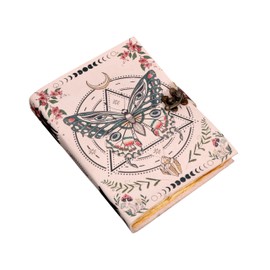 Leather Journal Blank Book of Shadows Spells Grimoire Witchcraft Wiccan Grimorire Witch Magic Eye Sketchbook Drawing Writing Diary Luna Art Diary Deckle Edge Paper College Poetry Journal (6x8 inch)