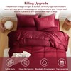 MR&HM Full Size Comforter Set Burgundy, Reversible Satin Microfiber Comforter
