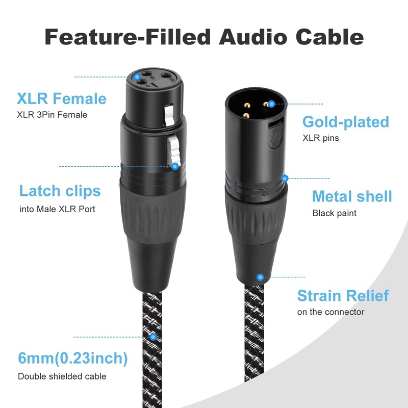Lrbners 2FT(0.6M) XLR Female to 4 Male Splitter Cable -