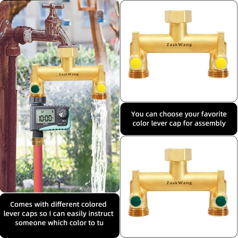 Hose Splitter 2 Way, Heavy Duty Brass Garden Hose Splitter,