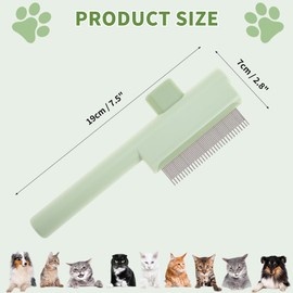 RENEWREVITAL Cat Comb, Pet Hair Removal Brush with Release Button, Flea Comb for Pet, Self-Cleaning Grooming Brush for Massaging and Removing Shedding Hair, Green
