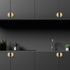 QOGRISUN 5-Pack Solid Brass Cabinet Pulls, Gold Half Moon Drawer