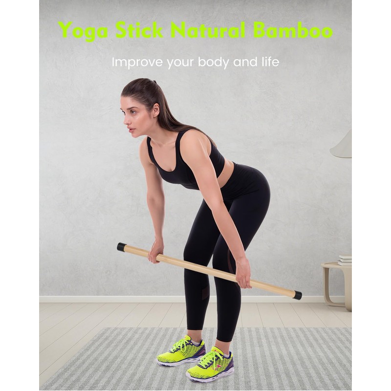 P Polerden Yoga Stick, 58 inches Stretching Stick for Mobility,