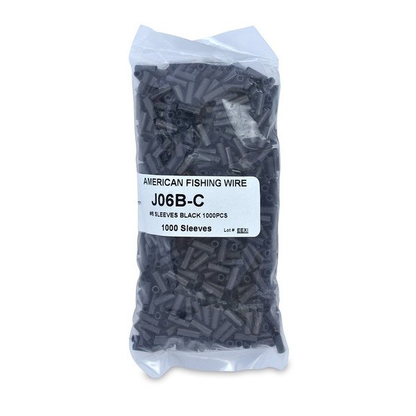 American Fishing Wire Single Barrel Crimp Sleeves, Black Color, Size 8, 0.116 -Inch Inside Diameter, 1000-Pieces