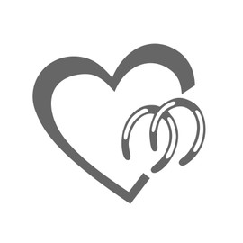 Heart with Horse Shoes (6" INCH, Silver)