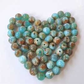 200PCS Acrylic Crystal Beads for Jewelry Making Round Loose Beads Charms Marble Patterns for Bracelets Earring Necklace Rings Adults Beading DIY Art Craft Projects Decor Birthday Gifts (10mm)