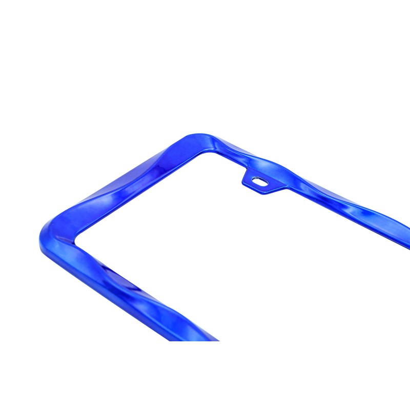 Creathome 3D Curly Wave Pattern Shining Blue License Plate Frame