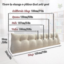 Long Velvet Triangular Headboard Wedge Pillow,Removable Cover Headboard Pillow Daybed Bunk Bed,Backrest Positioning Support Pillow Resting Reading Relaxing (White, Queen(59 * 20 * 8in))