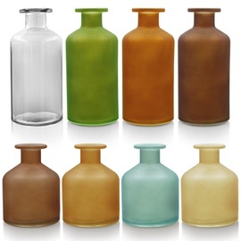 Fall Flower Vases Set of 8, Multi Color Flowers Vases, Mini Glass Vase for Wedding, Floral Arrangements, Thanksgiving Table Centerpieces