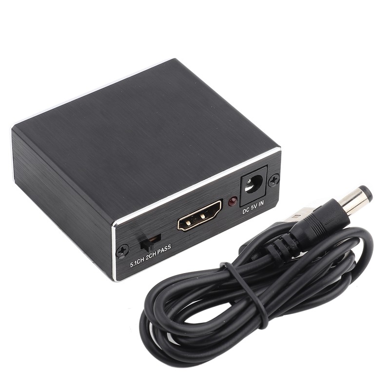 Digital Optical Fiber Analog HDMI Audio Splitter Aluminum Black 4K