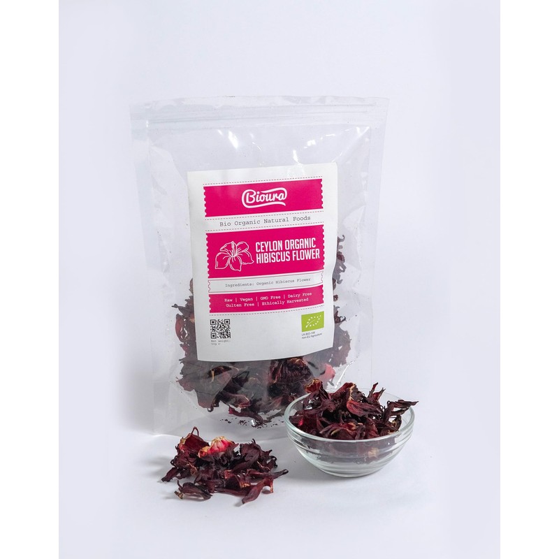 Bioura Organic Ceylon Hibiscus Flowers Tea, 50g, Rich Aroma, Unique