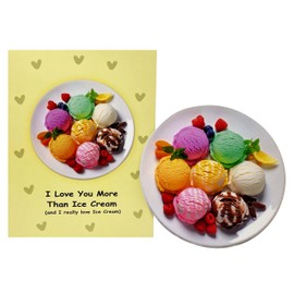 Multi flavour ice cream Shaped Greeting Card, Love Card, for Him Her, Cute Birthday Card Gifts for Boyfriend Girlfriend, Lovely Love Greeting Card for Husband Wife, I love you more than ice cream Greeting Card