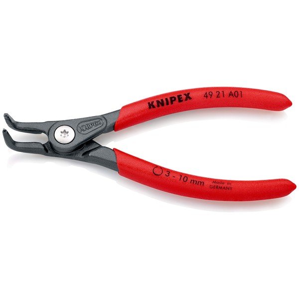 KNIPEX Tools - Precision Circlip Pliers, External, 90 Degree Angled, 1/8"-25/64" Shaft Dia. (4921A01), 5.20
