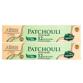 Bless-International-Patchouli 100%-Natural-Handmade-Incense-Sticks Organic-Chemicals-Free-for-Relaxation-Positivity-Yoga-Meditation 12-Inches-1-Hour-Plus-Burning-Time-150-Sticks-14-OZ