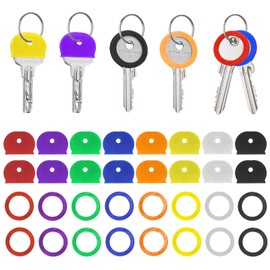Pack of 32 Key Caps, Colourful Key Cap, Key Marker, Round PVC Key Identification Set for Standard Thin Flat House Keys
