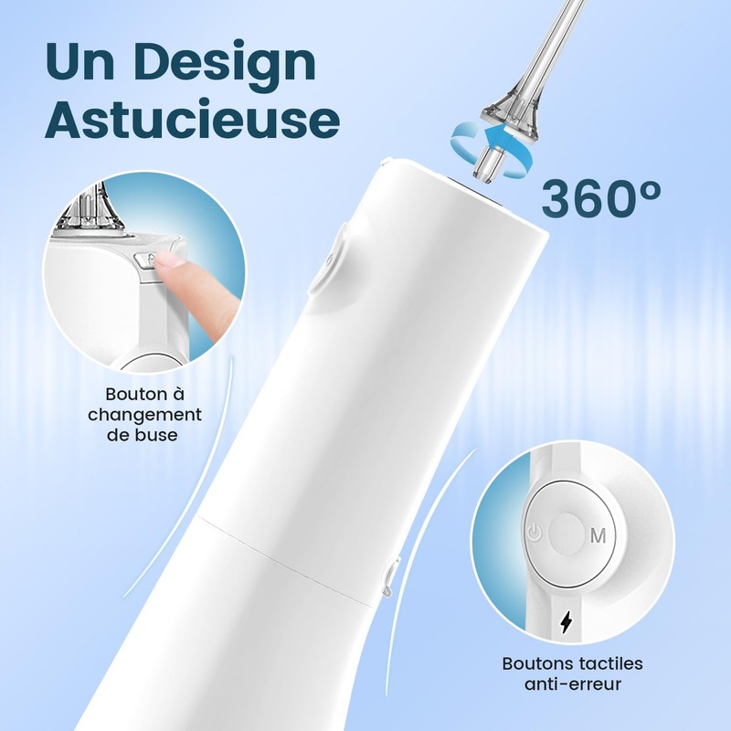 AUIEI Portable Water Flosser, Oral Irrigator, 5 Modes and 8