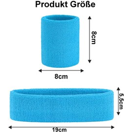 Hatstar 3-Piece Sweatband Set, Sweatbands for Wrist and Head, Headband for Men and Women (Light Blue)