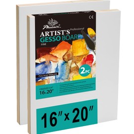 PHOENIX Large Gesso Boards for Painting - 16x20 Inch / 2 Pack - Smooth Surface 3/4 Inch Cradled Wood Panels for Oil & Acrylic Paints, Crafts & Pouring Art