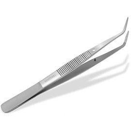 Gebogene Pinzette, 13 cm, mit Innenzahnung, rostfreier Edelstahl