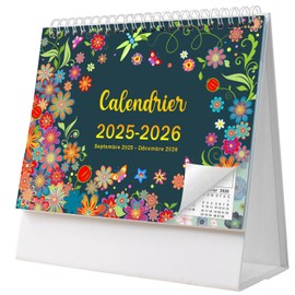 AEYAKA Desk Calendar 2025-2026 - Calendar 2025-2026 from September 2025 to December 2026, 20 x 20.5 cm French C08