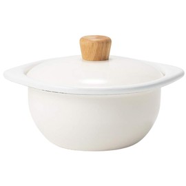 Tamahashi CTN-15C.W Cotton Cocotte, 5.9 inches (15 cm), White, Enamel, Induction Compatible