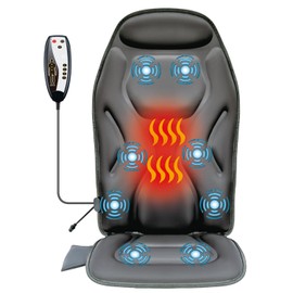 Vibrating Seat Cushion – 8 Motors, 5 Modes, 2-Level Heat Back Massager. Just Vibration No Kneading. for Office and Home Chairs. Gift for Men, Women, Dad, Mom
