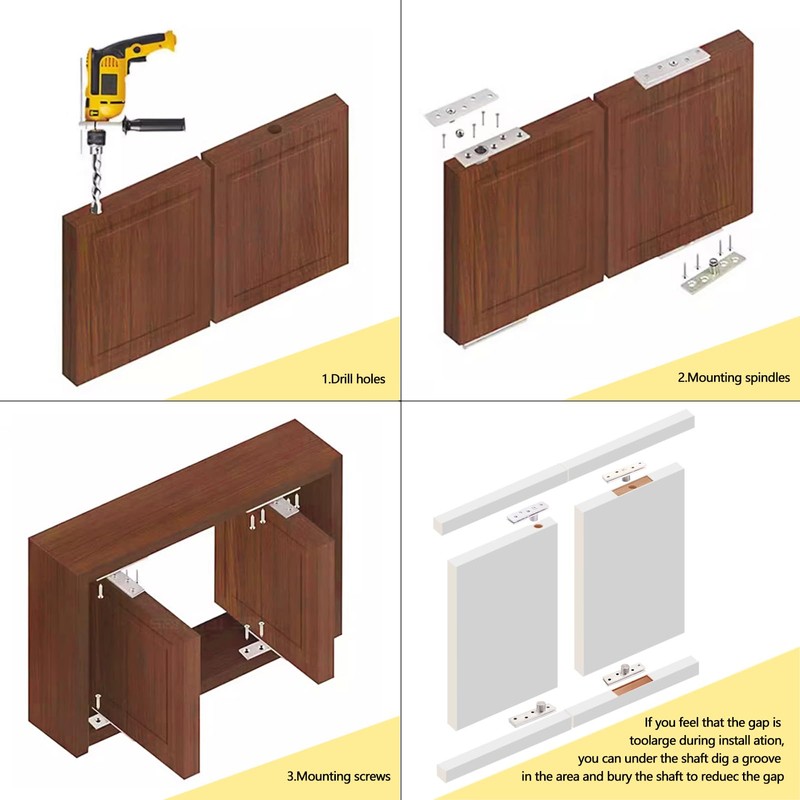 360 Degree Rotation Hidden Door Pivot Hinge, 2.9-Inch Door Pivot