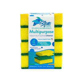 Blue Turtle Multipurpose Sponges – All Surface Cleaning Sponges – Premium Multifunction Scrub Sponge – Odor Resistant Sponges for Cleaning Stains, Grease, Residue (4 Pack) Yellow