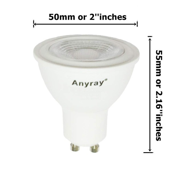 2-Bulbs Anyray GU10 LED Light Bulbs, 5 Watt, (50W Equivalent), 45° Beam, 120 Volts, Dimmable, Recessed Lighting, LED Spotlight Bulbs (Green)