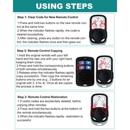 3 PCS 433MHz Universal Automatic Gate Remote Control Garage Door Copy Remote Control Fob Wireless Garage Door Opener Cloning Key with Fob 4 Buttons for Garage Doors Roller Shutters Car Electric Gates