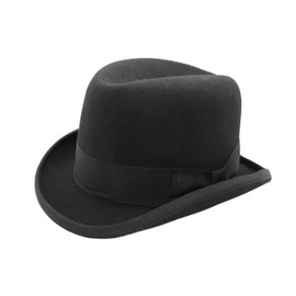 DH Hand Made 100% Wool Hard Top Churchill Homburg Felt Trilby Hat New Black