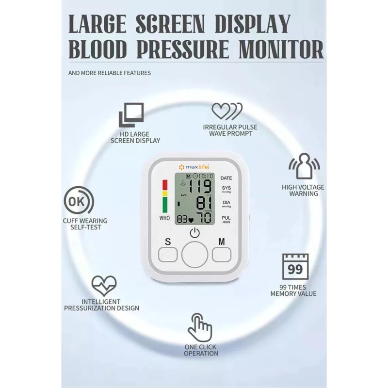 Max Life Blood pressure monitor fully automatic upper arm intelligent