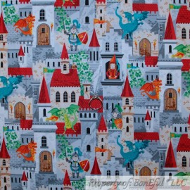 Oasis BonEful FABRIC FQ Cotton Quilt Rainbow Castle Scenic Kid Dragon Baby Boy Knight