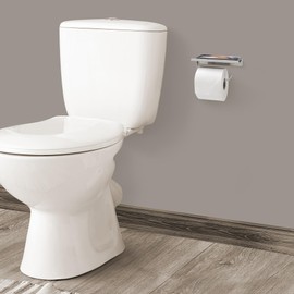 Modern Wall Mount Toilet Paper with Cell Phone Roll Holder with Shelf in Brushed Nickel - Durable Stainless Steel Bathroom Roll Holder with Bathroom Phone Holder - Ideal for Small Bathrooms