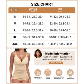 Niwicee Shapewear Bodysuit for Women Tummy Control Sculpting Bodysuit Body Shaper V-Neck Adjustable Straps Waist Trainer Vest Shaping Leotard Tops(Skin,S)