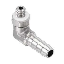 TA-VIGOR 2Pcs Nickel-Plated Copper Hose Barb Fitting Elbow 6mm Barbed M6 x 0.75 Male Thread Right Angle Pipe Connector with Washer