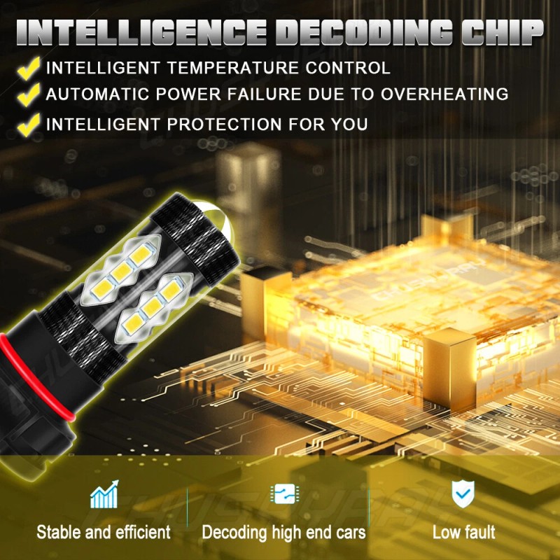 CHUSYYRAY 2X 3000K YELLOW LED FOG LIGHT BULBS KIT FOR