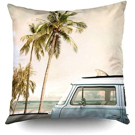 SPXUBZ Surf Vintage Beach Van Car Surfboard Retro Cotton Throw Pillow Cover Home Decor Nice Gift Indoor Pillowcase Standar Size (Two Sides)