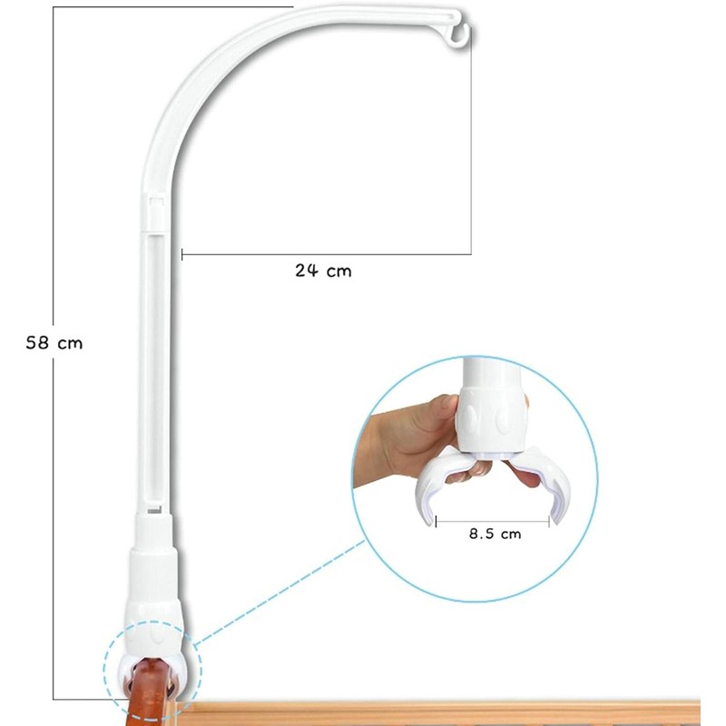 Mobile holder, mobile holder, changing table, playpen or baby bed,