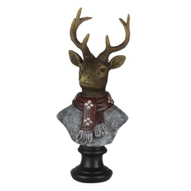 MAISONICA Man Deer Stag Bust Ornament - Cool Male Grey & Brown Figurine