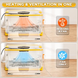 TURBRO 85L Pet Incubator, Precision Temperature Control for Puppy & Kitten Care, with Adjustable Fan Speed, Multifunctional LED Panel, Respiratory Support Nebulizer, Humidity Monitoring