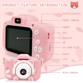 Funsure Kids Camera Toys for 3-12 Year Old Boys or Girls, HD Digital Video Cameras for Toddler, Portable Toy Birthday Festival, Selfie Camera for Kids