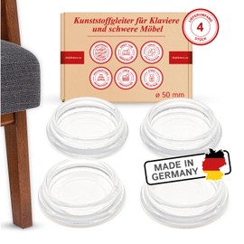 Pack of 4 x 50mm Inner Diameter Round Furniture Pads for Heavy Furniture (Max 140kg) - Ideal as Sofa Floor Protector or Piano Floor Protectors (Piano)
