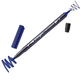 KINGART TT091-1 PRO Twin-Tip Navy Blue Color 445 Series Single Brush Pen Artist Marker, Double-ended Brush Tip & Fine Tip, Water-based Non-Toxic Ink, Navy Blue