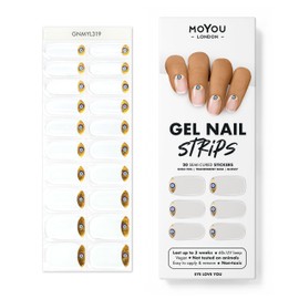 MOYOU LONDON Semi Cured Gel Nail Strips, 20 Pc. Gel Wraps for Nails, Easy Apply & Remove for Salon-Quality Manicure - Eye Love You